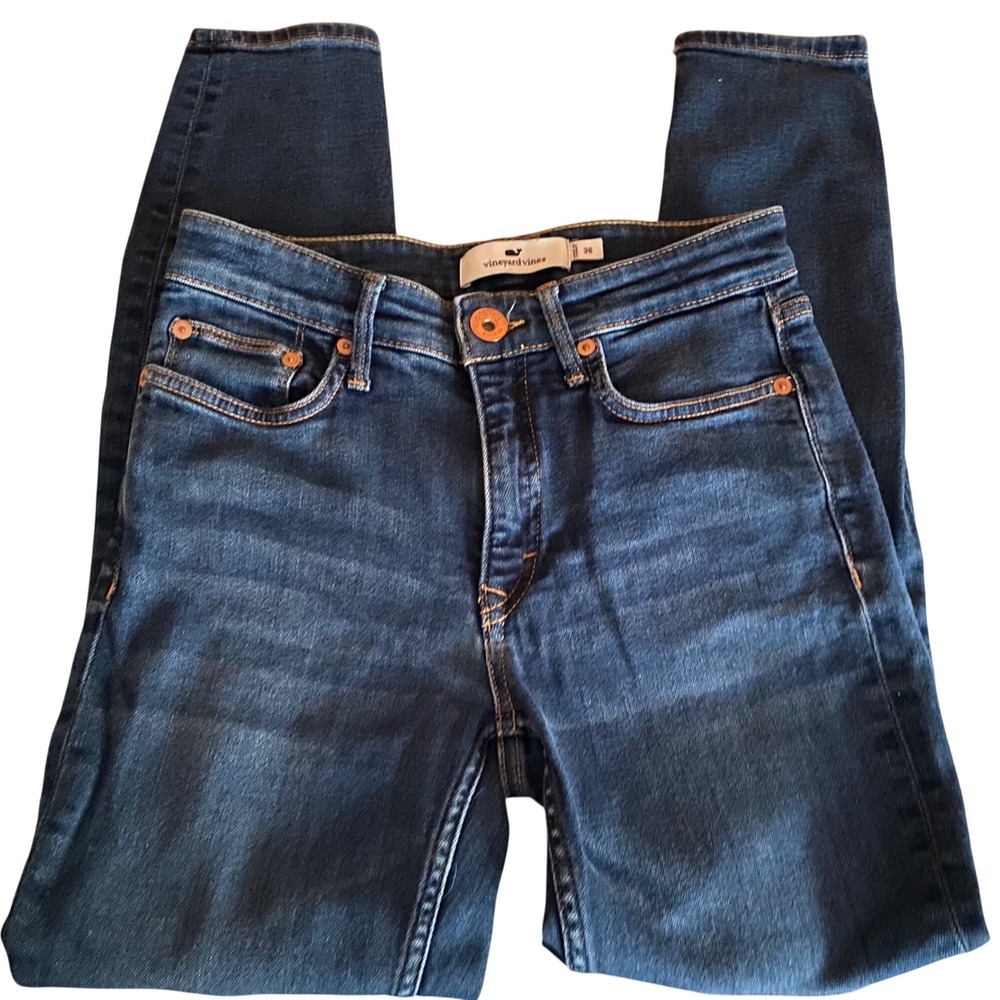Vineyard Vines Womens High Rise Skinny Jeans Dark Wash Stretch Denim Size 26